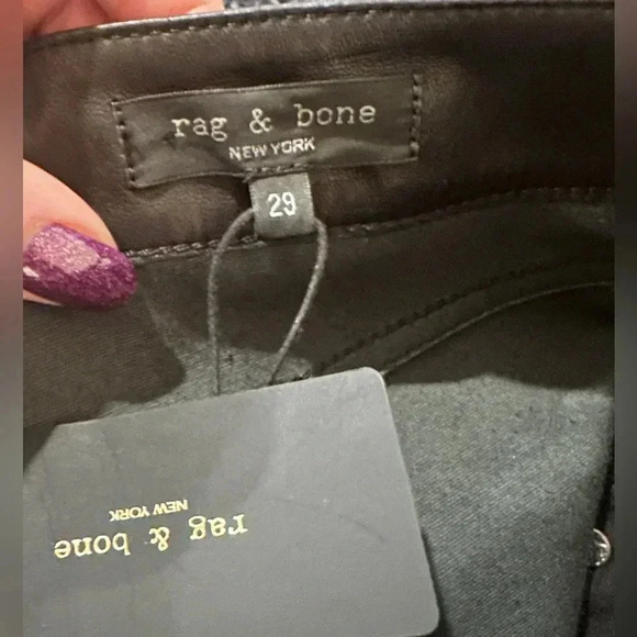 Brand new Rag & Bone Wren Leather High Rise Slim Pants Size 29 - Picture 12 of 13